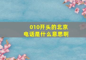 010开头的北京电话是什么意思啊