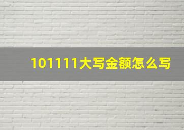 101111大写金额怎么写