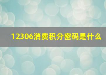 12306消费积分密码是什么