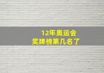 12年奥运会奖牌榜第几名了