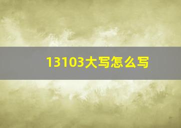 13103大写怎么写