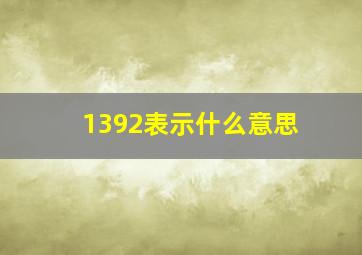 1392表示什么意思