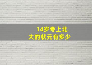 14岁考上北大的状元有多少