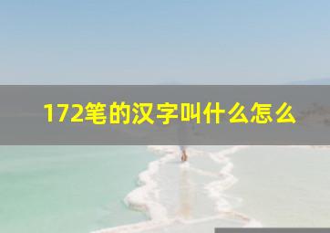 172笔的汉字叫什么怎么