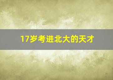 17岁考进北大的天才