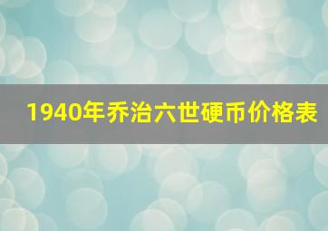 1940年乔治六世硬币价格表