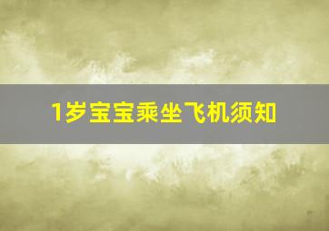 1岁宝宝乘坐飞机须知