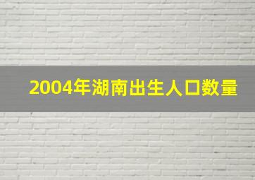 2004年湖南出生人口数量