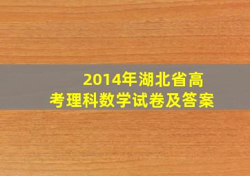 2014年湖北省高考理科数学试卷及答案