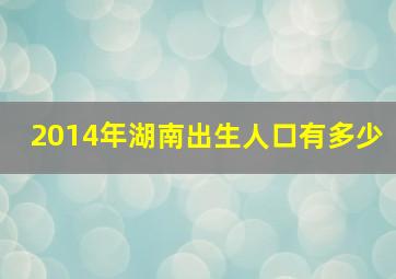 2014年湖南出生人口有多少