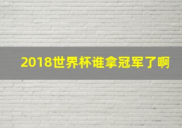 2018世界杯谁拿冠军了啊