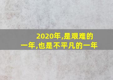 2020年,是艰难的一年,也是不平凡的一年