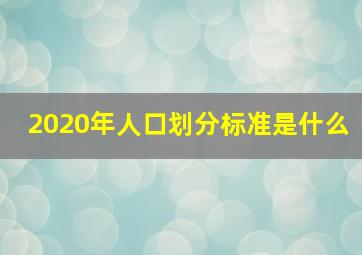 2020年人口划分标准是什么