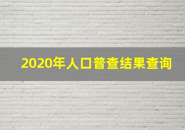 2020年人口普查结果查询