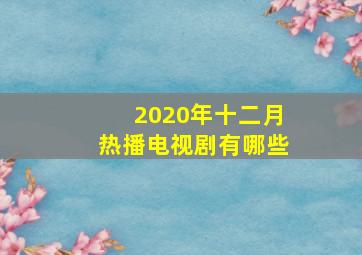 2020年十二月热播电视剧有哪些