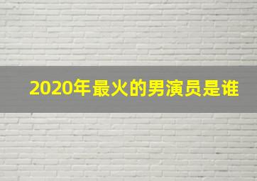 2020年最火的男演员是谁