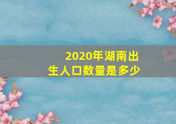 2020年湖南出生人口数量是多少