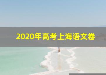 2020年高考上海语文卷