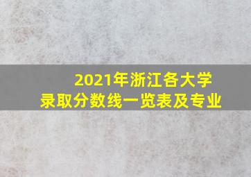 2021年浙江各大学录取分数线一览表及专业