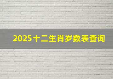 2025十二生肖岁数表查询