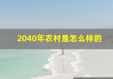 2040年农村是怎么样的