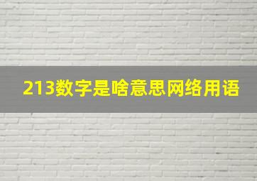 213数字是啥意思网络用语