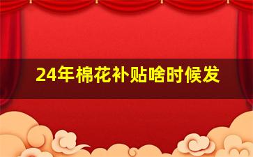 24年棉花补贴啥时候发