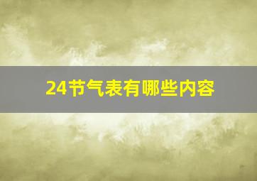 24节气表有哪些内容