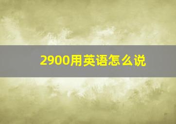 2900用英语怎么说