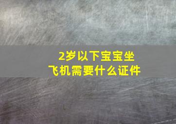 2岁以下宝宝坐飞机需要什么证件