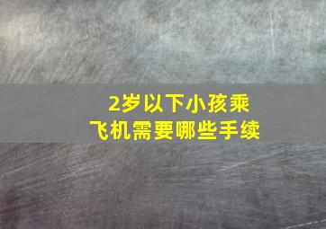 2岁以下小孩乘飞机需要哪些手续