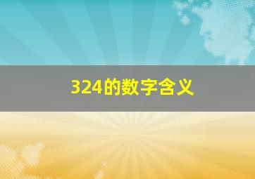 324的数字含义