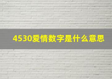 4530爱情数字是什么意思