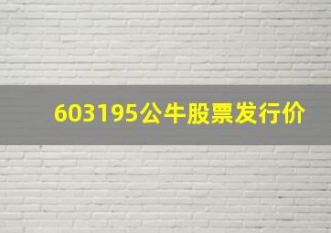 603195公牛股票发行价