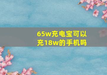 65w充电宝可以充18w的手机吗