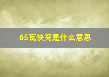 65瓦快充是什么意思