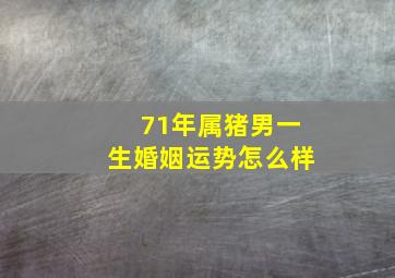 71年属猪男一生婚姻运势怎么样