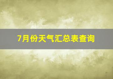 7月份天气汇总表查询