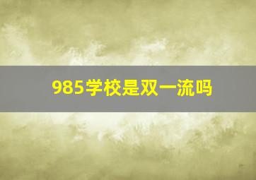 985学校是双一流吗