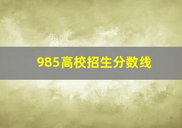 985高校招生分数线