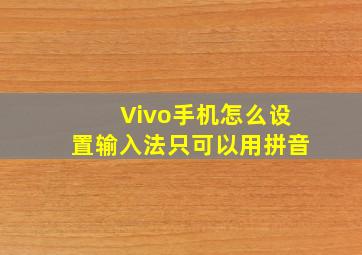 Vivo手机怎么设置输入法只可以用拼音