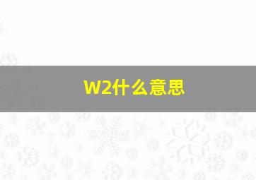 W2什么意思