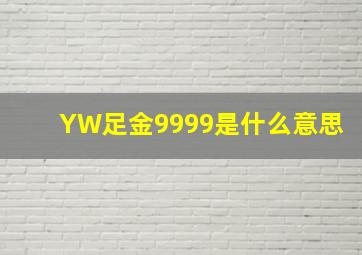 YW足金9999是什么意思