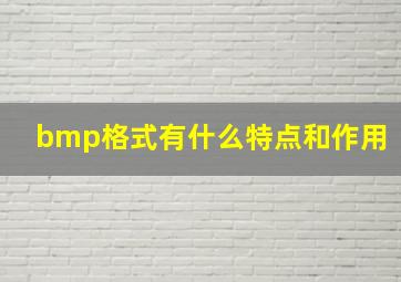 bmp格式有什么特点和作用