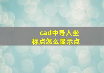 cad中导入坐标点怎么显示点