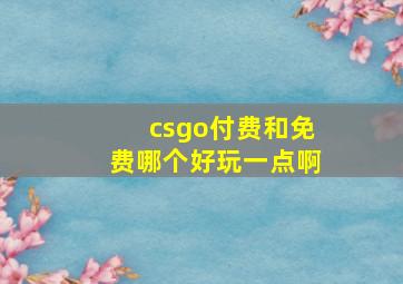 csgo付费和免费哪个好玩一点啊