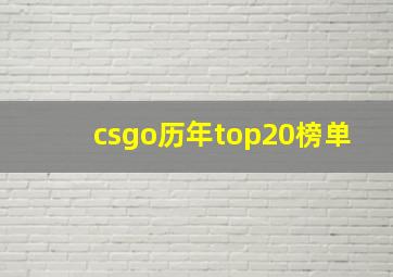 csgo历年top20榜单