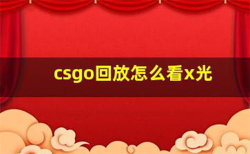 csgo回放怎么看x光