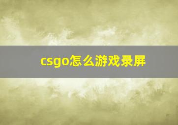 csgo怎么游戏录屏