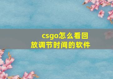 csgo怎么看回放调节时间的软件